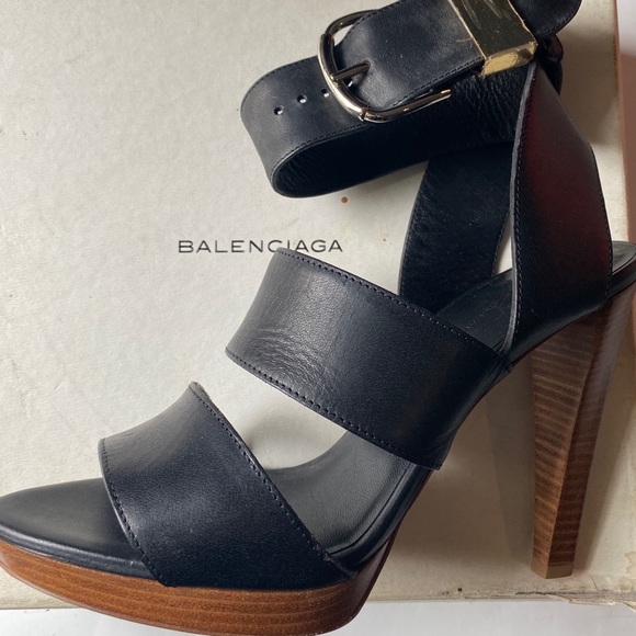 Balenciaga Shoes - New Balenciaga Black Buckle Starp Heel 39.5